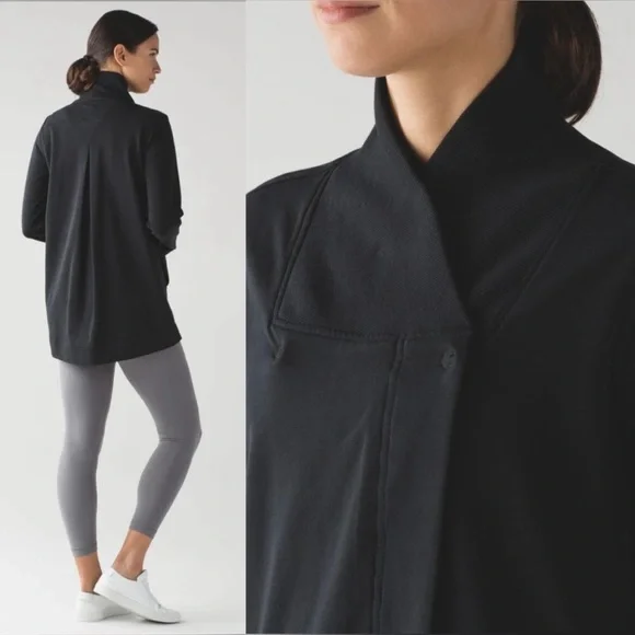 Lululemon Belle Wrap Cardigan Black Pockets Size 6 - Picture 3 of 5